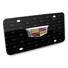 Cadillac Crest 3d Logo On Logo Pattern Black Aluminum License Plate