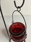 Maker s Mark Red Glass Hanging Cauldron Tealight Holder Wax Drip - Free Ship