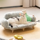 Mewoofun Elevated Pet Sofa Couch Bed Wooden Frame Dog Soft Plush Cat Beds Lounge