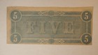 1864 - 5 Dollar Confederate States Of America Note  free Ship   Ln580