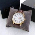 Men s Bulova Wilton White Dial Brown Leather Classic 97b169 Quartz Watch 46 5mm