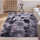Fluffy Shaggy Area Rug  black  5x6  