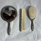 Vintage Vanity Mirror Brush Comb Set Sterling Silver Plated
