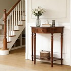 Half Moon Console Table Solid Wood Vintage Entryway Table With Storage Drawer   