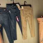 Jordache Girls Skinny Stretch Denim Pants Lot Size 14 Blue   Beige Adj Waist