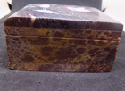 Vintage Rectangle Marble Stone Trinket Box W hinged Lid Floral Inlay