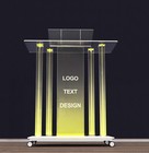 Logo Customize Acrylic Clear Rolling Wheel Podium Stand  47-inch Modern Lectern