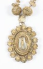 Antique Filipino Tambourine Necklace Gold Gilt Filigree Tribal Statement Boho