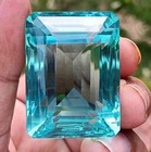 Certified 110 Ct Emerald Cut Aquamarine Sky Blue Flawless Loose Gemstone