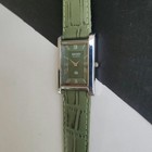 Vintage Seiko Slim Tank Quartz Men Green Dial Dress Watch-free Shipping