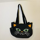 Cat Tote- New W tags-super-cute Cat Face Both Sides Canvas Bag Straps 10x13x4   