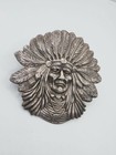 Vintage Sterling Silver Native American Chief Headdress Brooch Pin 19 7g