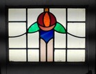 Pretty Floral Old English Leaded Stained Glass Window 20 1 2 x 18 1 4 