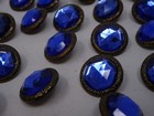 Vtg Blue Rhinestone W  Embellished Border Shank Buttons 18mm Lot Of 80 B128-11