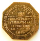 Hk-424 1915 Pan-pacific Expo Souvenir  50 Gold Slug Gold Plated Medal  rare 