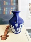 Vintage 6    Wedgwood Vase Jasperware Portland Cobalt Blue Double Handle England