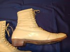 Vintage Victorian Edwardian Ivory Leather Lace Up Boots  Antique Women   s Shoes