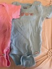 Gerber Infant Baby Girls 0-3 Mth Onesies Set Of 5 Pink Blue Stripes Pack Hearts
