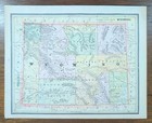 Vintage 1888 Wyoming Territory Map 13 x11  Old Antique Original Yellowstone Park