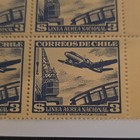 Correos De Chile 3 Air Mail Block Of 4 Mnh Aviation Blue tan Chile Stamp