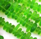 Pebble Beads  Olie Green W sea Glass Finish  6x9mm  22 Pcs 