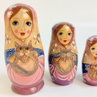 Vintage Russian Nesting Dolls Cat Lady Set Of 8 Wood Matryoshka Babushka Dolls