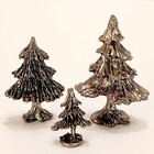 Set 3 Vtg Mini Pewter Pine Evergreen Graduated Christmas Trees Hallmarked 2 5 