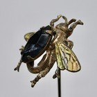 Antique Vintage Hatpin Hat Pin Insect Scarab Beetle Fly Hat Pin Trembler 7  Long