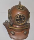 7  Desk Model Scuba Dive Diver Helmet Copper Brass   Glass Ports Nautical D  cor