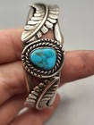 Old Pawn Navajo Sterling Silver Turquoise Cuff Bracelet