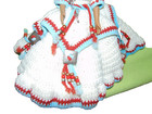 Vintage Native American Style Doll Crochet Dress Beaded Moccasins 14 Inch