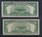 1953 1953a  5 Red Seal U s  Notes -united States Five Dollar Bills Qty 2