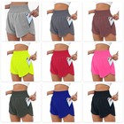 Women s High Waist Running Sports Yoga Fake Twopiece Shorts Anti-light Fitness E