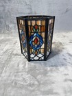 Vintage Tiffany Style Lamp Shade - Hexagon Panel Stained Glass  rare Shape 