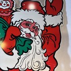 Vintage Santa Christmas Street Pole Store Display  Season   s Greetings Decor Sign