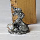 Vintage 1986 Pewter Unicorn Figurine Decor Game Piece W crystal Sitting