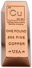 1 Pound Copper Bar Ingot Paperweight -  999 Pure Copper Bar Bullion Chemistry   