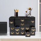 14 Drawers Storage Cabinet Black Vintage Cabinet Organizer Iron   Wood