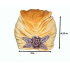 Elegant Gold Velvet Turban Embellished Flower Headwrap Women