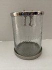Hurricane Glass Bow Coquette 3-wick Candle Holder Silver Stunning New