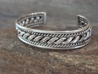 Native American Navajo Indian 1 2  Twisted Sterling Silver Bracelet By Tahe