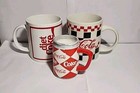 3-coca-cola Gibson Advertising Mugs 1990 s Red  Black Checkered Vintage