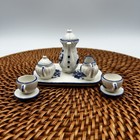 Vintage Miniature Delft Blue Tea Set Made In Holland 8pcs Doll House Windmill