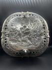 Antique Victorian German 800 Silver Repousse  Pierced  Footed Basket Lovers Scen