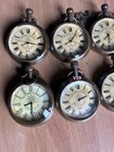 Set Of 10 Vintage Brass Nautical Pocket Watches With 2 Chains Maritime Style