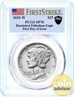 2020 W  25 Burnished Palladium Eagle Pcgs Sp70 First Strike First Day Of Issue