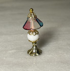 Dollhouse Miniature Handmade Table Lamp W stained Glass Style Shade 1 12 Read