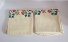  2  Vtg Hand Embroidered Pillowcases With Crocheted Lace Trim-ln