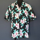 1980s Vintage A Touch Of Hawaii Shirt   Size L   Black Pink Hibiscus Floral