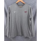 Nike Virginia Tech Hokies Crew Neck Long Sleeve Shirt Unisex Large Gray Dri Fit